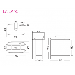 Έπιπλο Scarabeo Laila 75 / Hi-Box 27031612-NROP4989 Ardesia / Rovere Χωρίς Νιπτήρα (Με οπή Μπαταρίας)